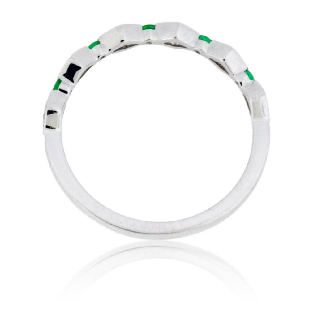 Round Diamond and Round Emerald Stacking Band - Park City Jewelers