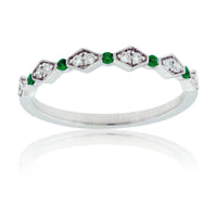 Round Diamond and Round Emerald Stacking Band - Park City Jewelers