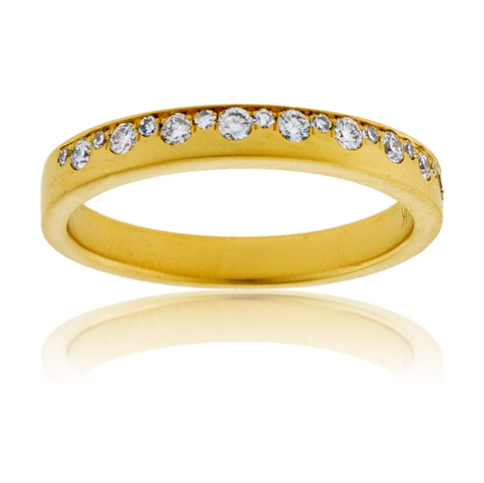 Round Diamond Gold Satin Finish Flush Set Ring - Park City Jewelers