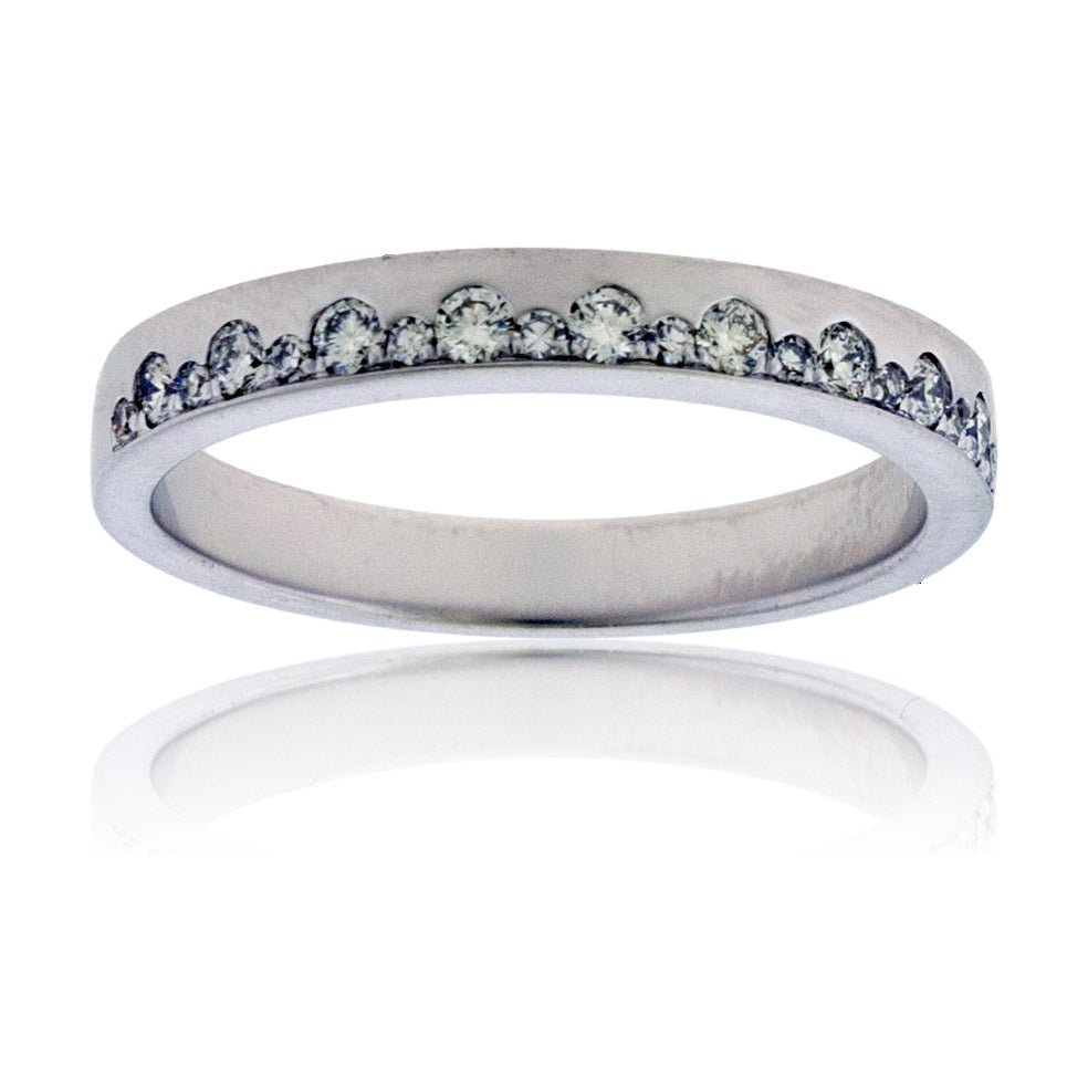 Round Diamond Gold Satin Finish Flush Set Ring - Park City Jewelers