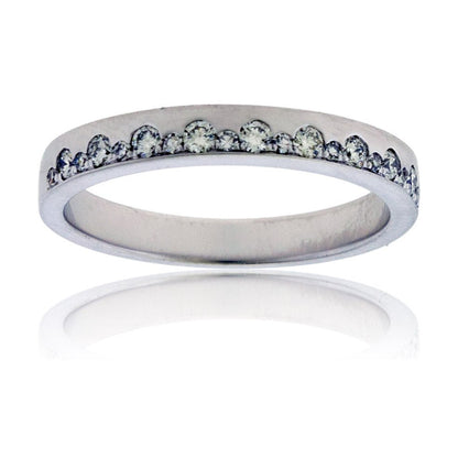 Round Diamond Gold Satin Finish Flush Set Ring - Park City Jewelers