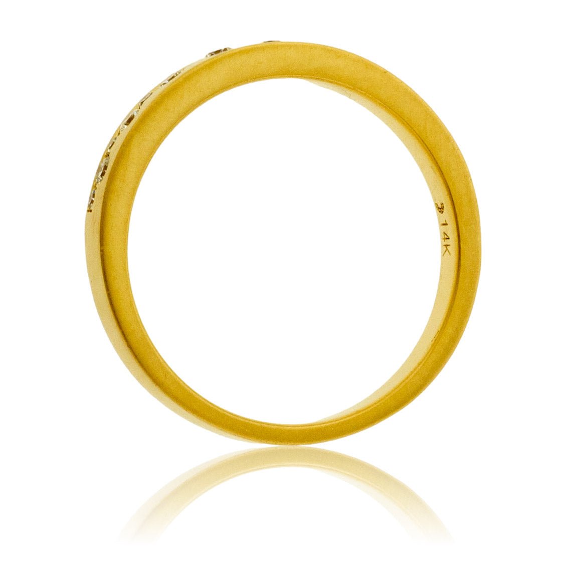 Round Diamond Gold Satin Finish Flush Set Ring - Park City Jewelers