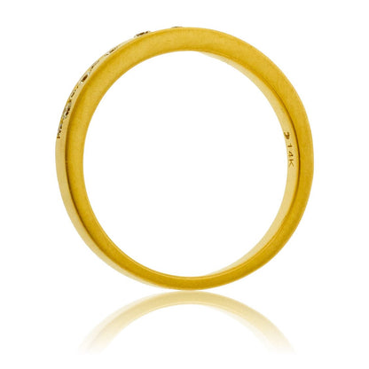 Round Diamond Gold Satin Finish Flush Set Ring - Park City Jewelers
