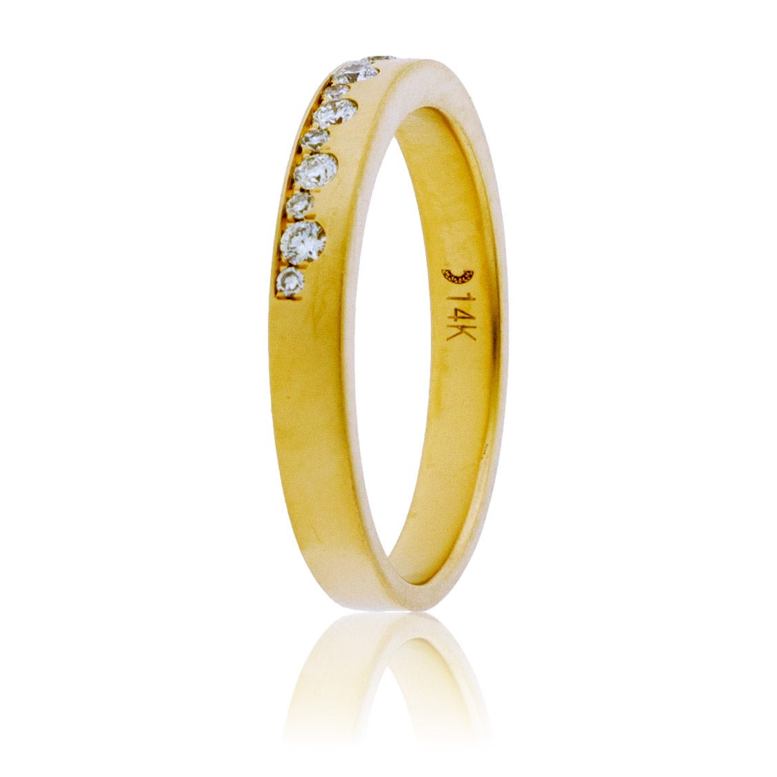 Round Diamond Gold Satin Finish Flush Set Ring - Park City Jewelers