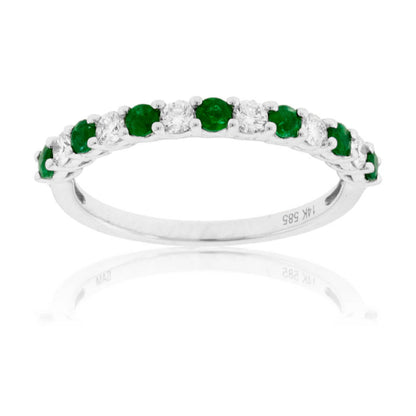 Round Emerald & Alternating Diamond Ring - Park City Jewelers