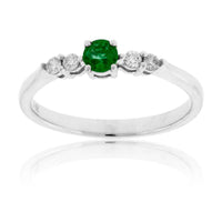 Round Emerald and Diamond Accented Band - Park City Jewelers