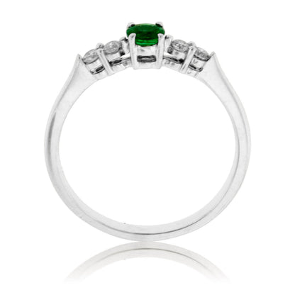 Round Emerald and Diamond Accented Band - Park City Jewelers
