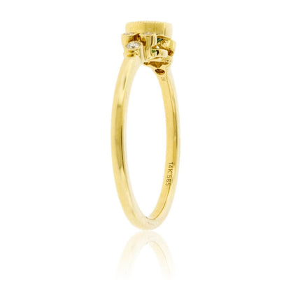Round Emerald & Diamond Side Accented Ring - Park City Jewelers