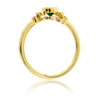 Round Emerald & Diamond Side Accented Ring - Park City Jewelers