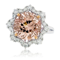 Round Fancy Cut Morganite & Diamond Classic Halo Ring - Park City Jewelers