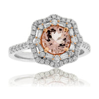 Round Fancy Cut Morganite & Diamond Double Halo Ring - Park City Jewelers