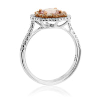 Round Fancy Cut Morganite & Diamond Double Halo Ring - Park City Jewelers