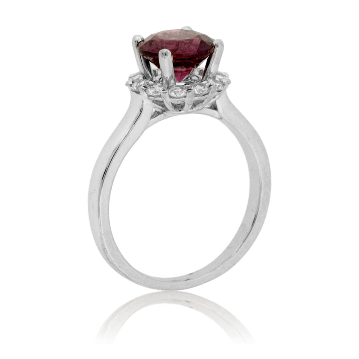Round Garnet & Diamond Halo Ring - Park City Jewelers