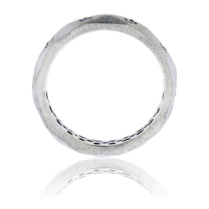Round Geometric Diamond Gold Satin Finish Flush Set Ring - Park City Jewelers