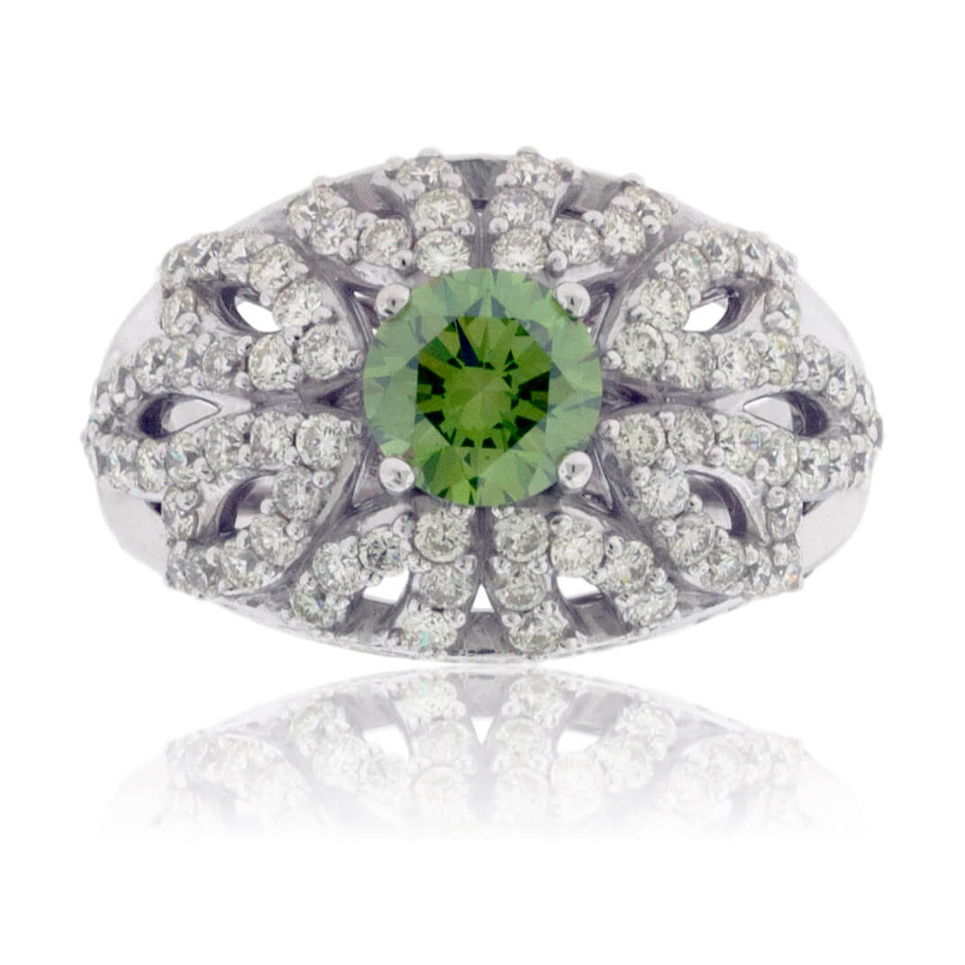 Round Green Diamond & Diamond Decorative Ring - Park City Jewelers
