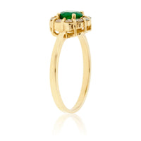 Round Green Emerald & Diamond Halo Style Yellow Gold Ring - Park City Jewelers