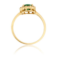 Round Green Emerald & Diamond Halo Style Yellow Gold Ring - Park City Jewelers