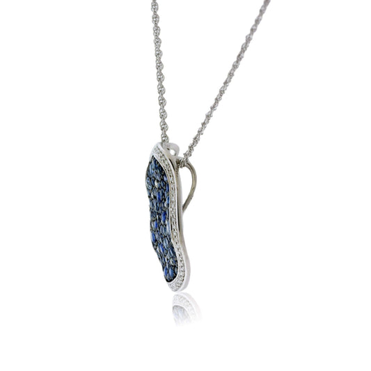 Round Mixed Color Sapphire & Diamond Halo Pendant w/Chain - Park City Jewelers