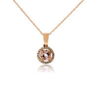 Round Morganite and Diamond Halo Pendant - Park City Jewelers