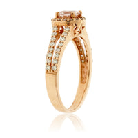 Round Morganite and Split-Shank Diamond Halo Ring - Park City Jewelers