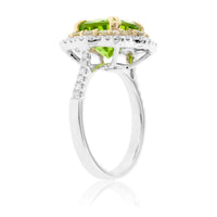 Round Peridot & Double Diamond Halo Intricate Style Ring - Park City Jewelers