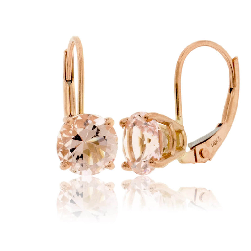 Round Pink Morganite Stud Drop Earrings - Park City Jewelers