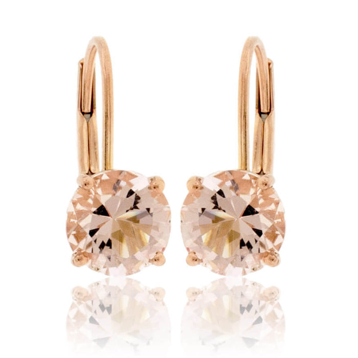 Round Pink Morganite Stud Drop Earrings - Park City Jewelers