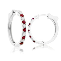 Round Prong Set Ruby & Diamond Hoop Earrings - Park City Jewelers