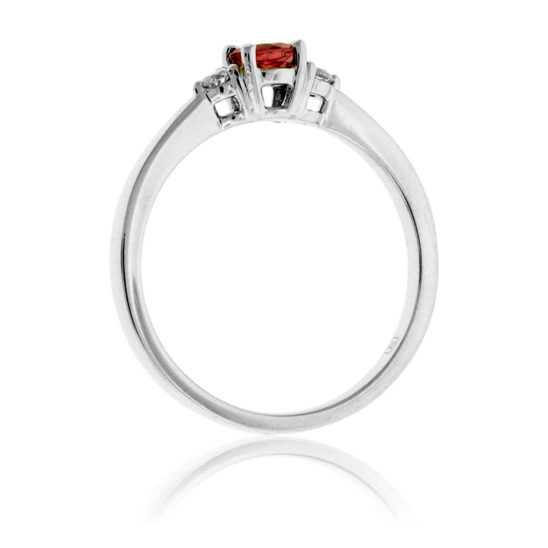Round Red Beryl & Round Diamond Platinum Ring - Park City Jewelers