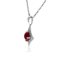 Round Red Emerald & Diamond Contemporary Halo Drop Pendant - Park City Jewelers