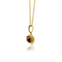 Round Red Emerald & Diamond Halo Drop Pendant - Park City Jewelers