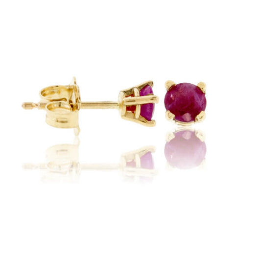 Round Red Emerald Stud Earrings - Park City Jewelers