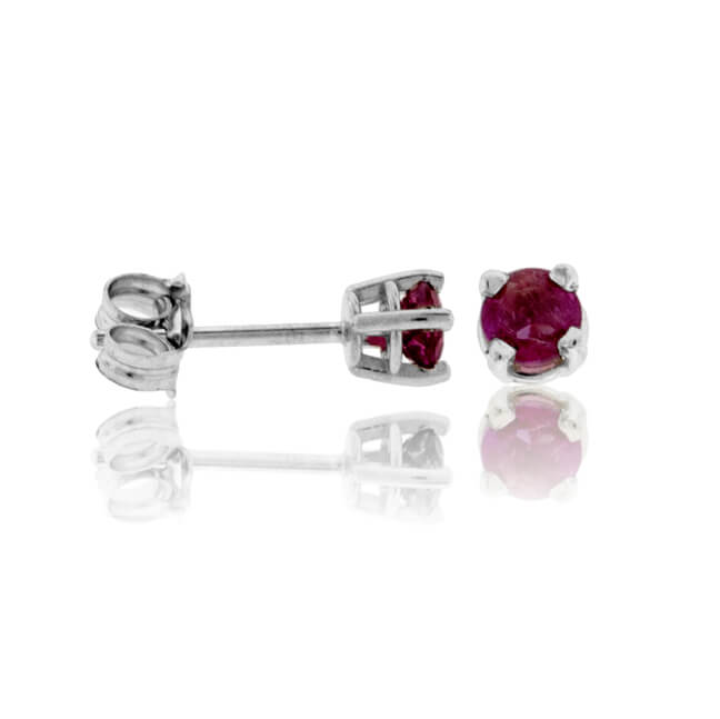 Round Red Emerald Stud Earrings - Park City Jewelers
