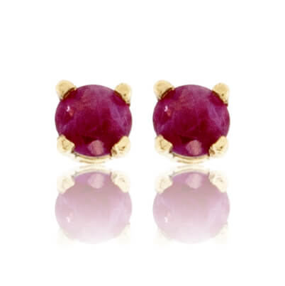Round Red Emerald Stud Earrings - Park City Jewelers