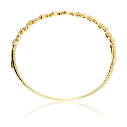 Round Rubies with Diamond Halos Bangle Bracelet - Park City Jewelers