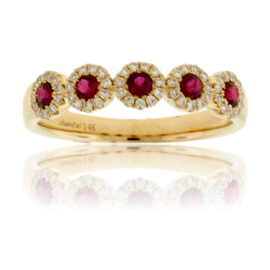 Round Ruby and Round Diamond Halo Band - Park City Jewelers
