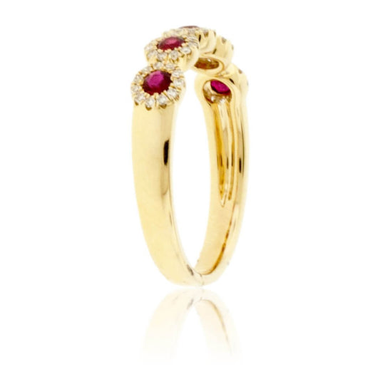 Round Ruby and Round Diamond Halo Band - Park City Jewelers