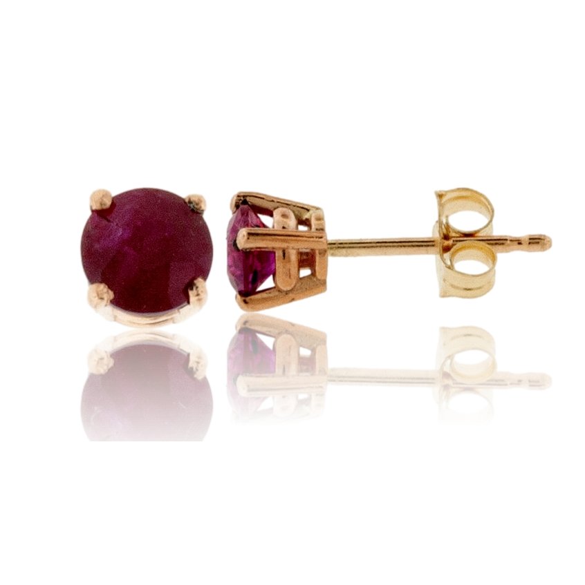 Round Ruby Basket Stud Earrings - Park City Jewelers