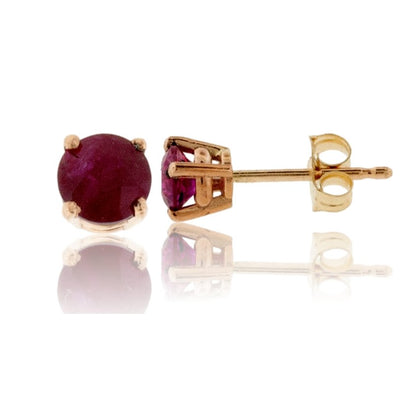 Round Ruby Basket Stud Earrings - Park City Jewelers