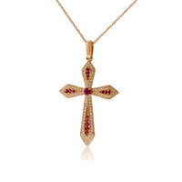 Round Ruby & Diamond Cross Pendant - Park City Jewelers