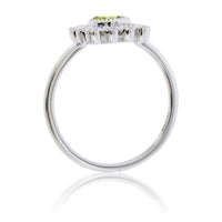 Round Shaped Peridot and Diamond Bezel Style Halo Ring - Park City Jewelers