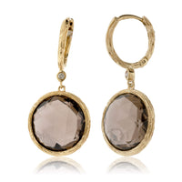 Round Smoky Quartz Dangle Earrings in Yellow Gold - Park City Jewelers