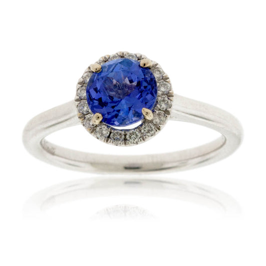 Round Tanzanite and Diamond Halo Ring - Park City Jewelers