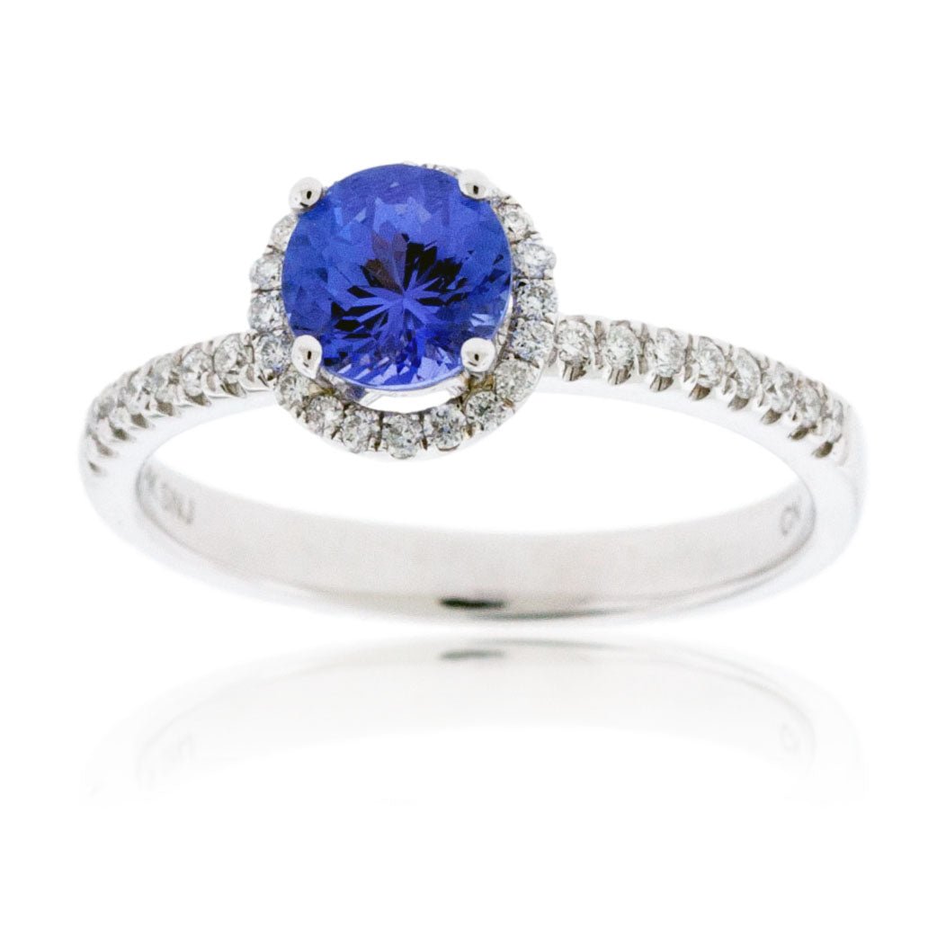 Round Tanzanite and Diamond Halo Ring - Park City Jewelers