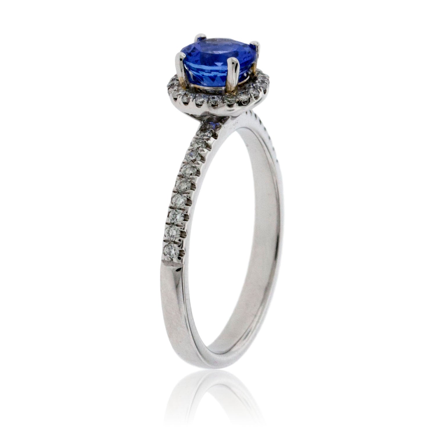 Round Tanzanite and Diamond Halo Ring - Park City Jewelers