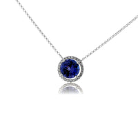 Round Tanzanite with Diamond Halo Pendant with Chain - Park City Jewelers