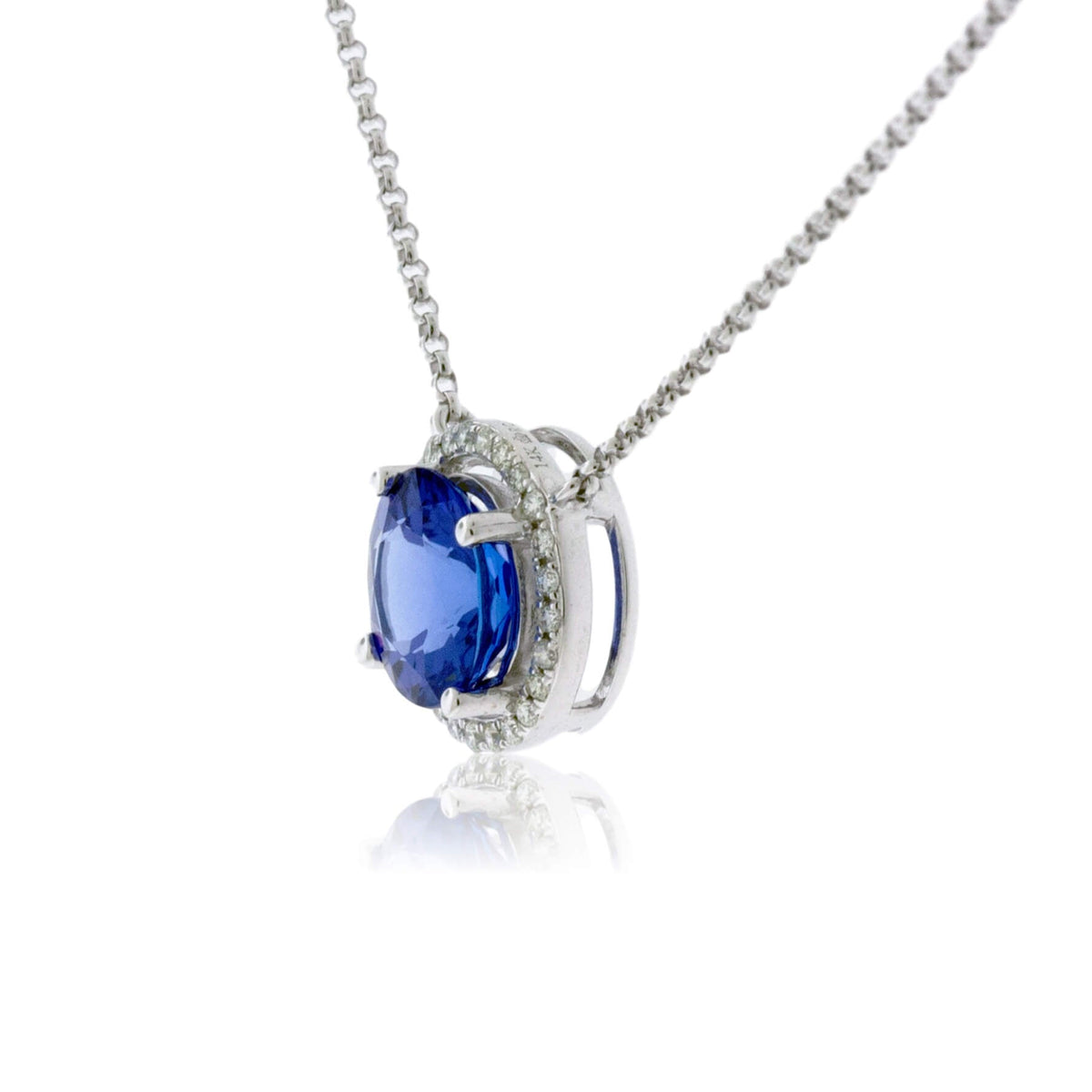 Round Tanzanite with Diamond Halo Pendant with Chain - Park City Jewelers