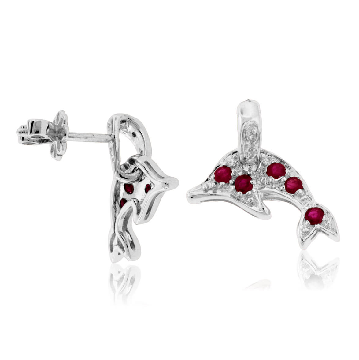 Ruby & Diamond Dolphin Earrings - Park City Jewelers