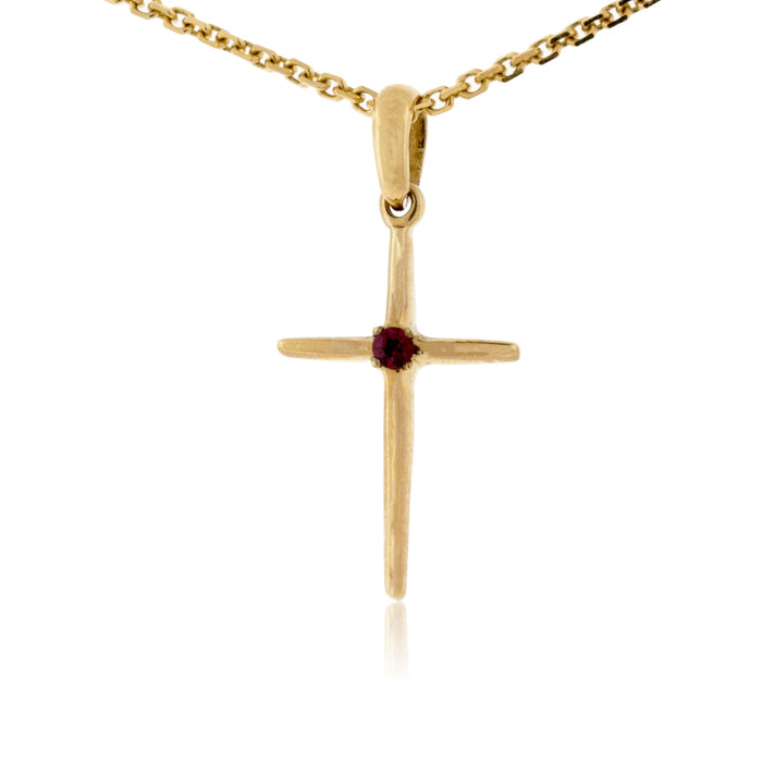 Ruby Solitaire Cross Pendant - Park City Jewelers