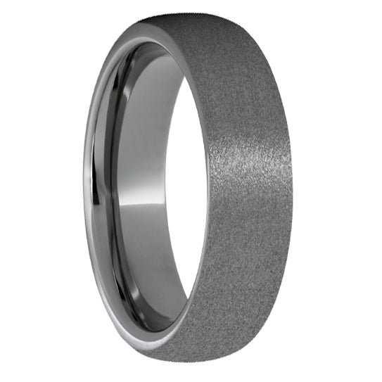 Rugged Tungsten Domed Band with Stone Finish - Park City Jewelers